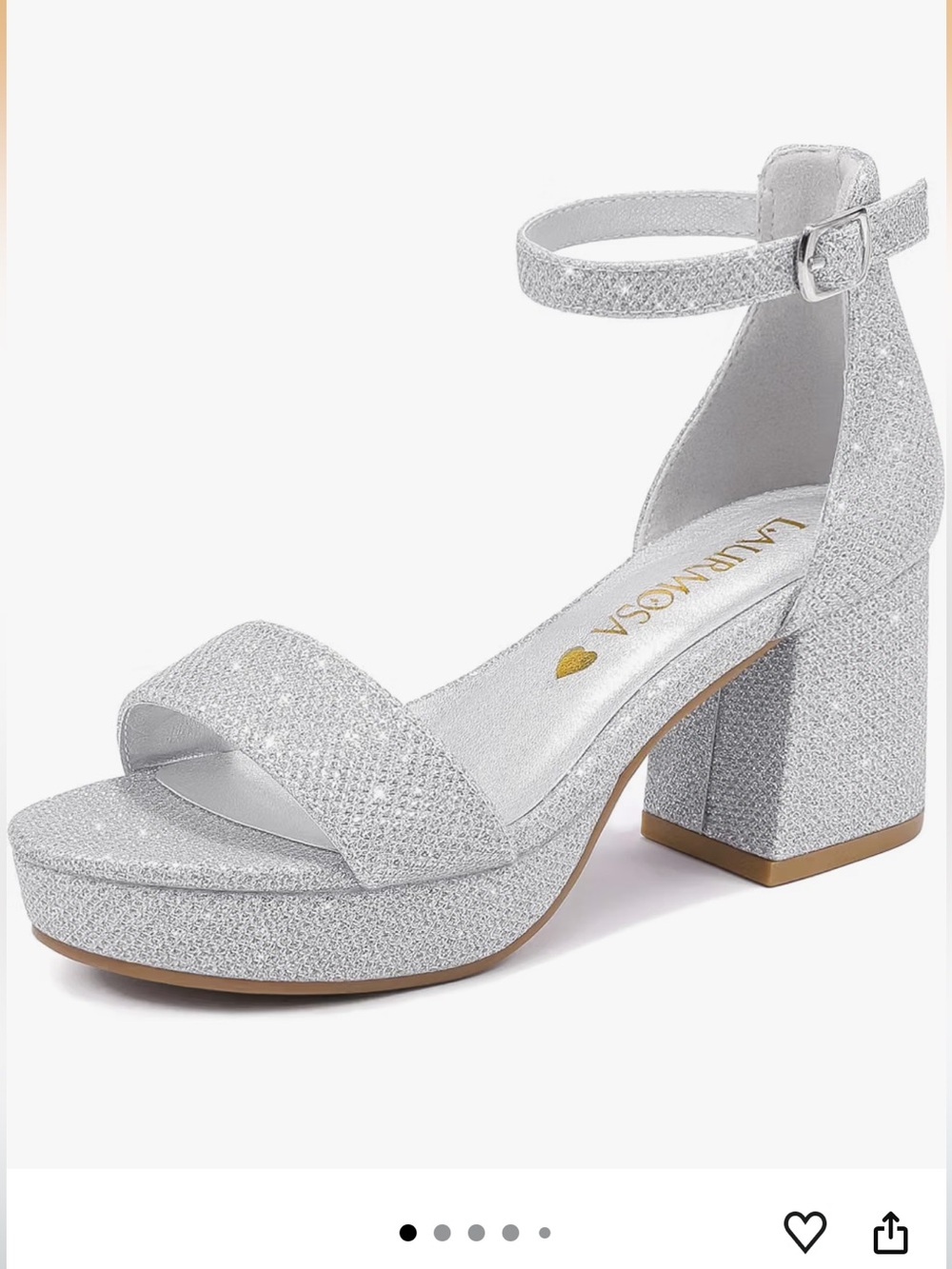 LAURAMO SA Silver Glitter Block Heel Sandals - kids